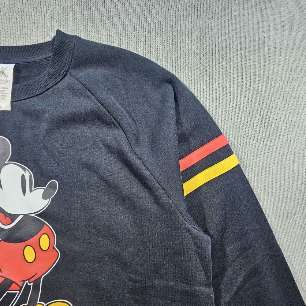 Disney Men's Mickey Mouse Black Pullover Sweatshirt Striped Sleeves XL - Picture 4 of 16